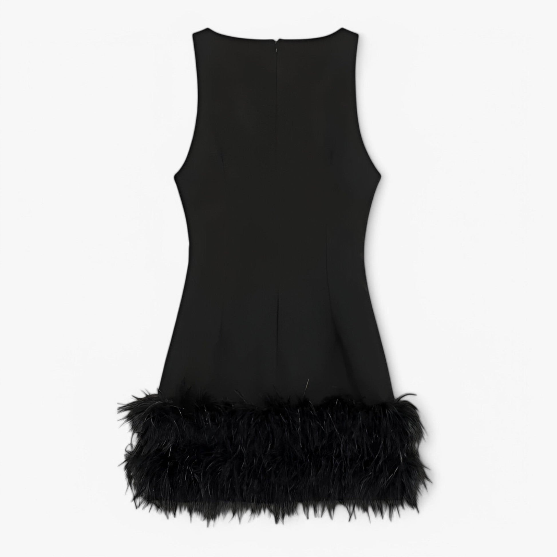 Czarna Sukienka Mini z Piórami dla Kobiet - Elegancka Sukienka na Wesele i Wieczorne Wyjścia 2