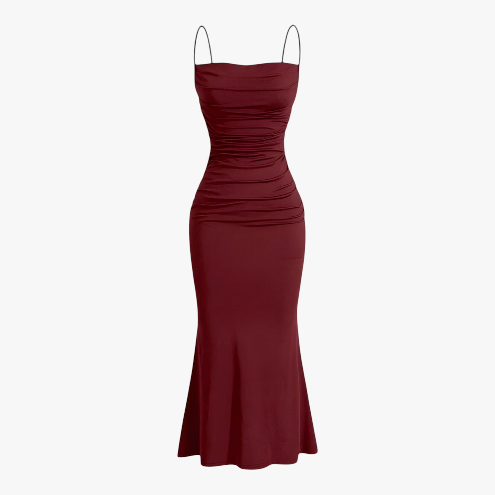 Sukienka Maxi Burgundowa z Dekoltem V - Elegancka Sukienka Wieczorowa Maxi dla Kobiet 1