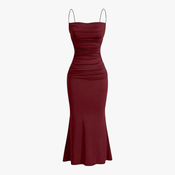 Sukienka Maxi Burgundowa z Dekoltem V - Elegancka Sukienka Wieczorowa Maxi dla Kobiet 1