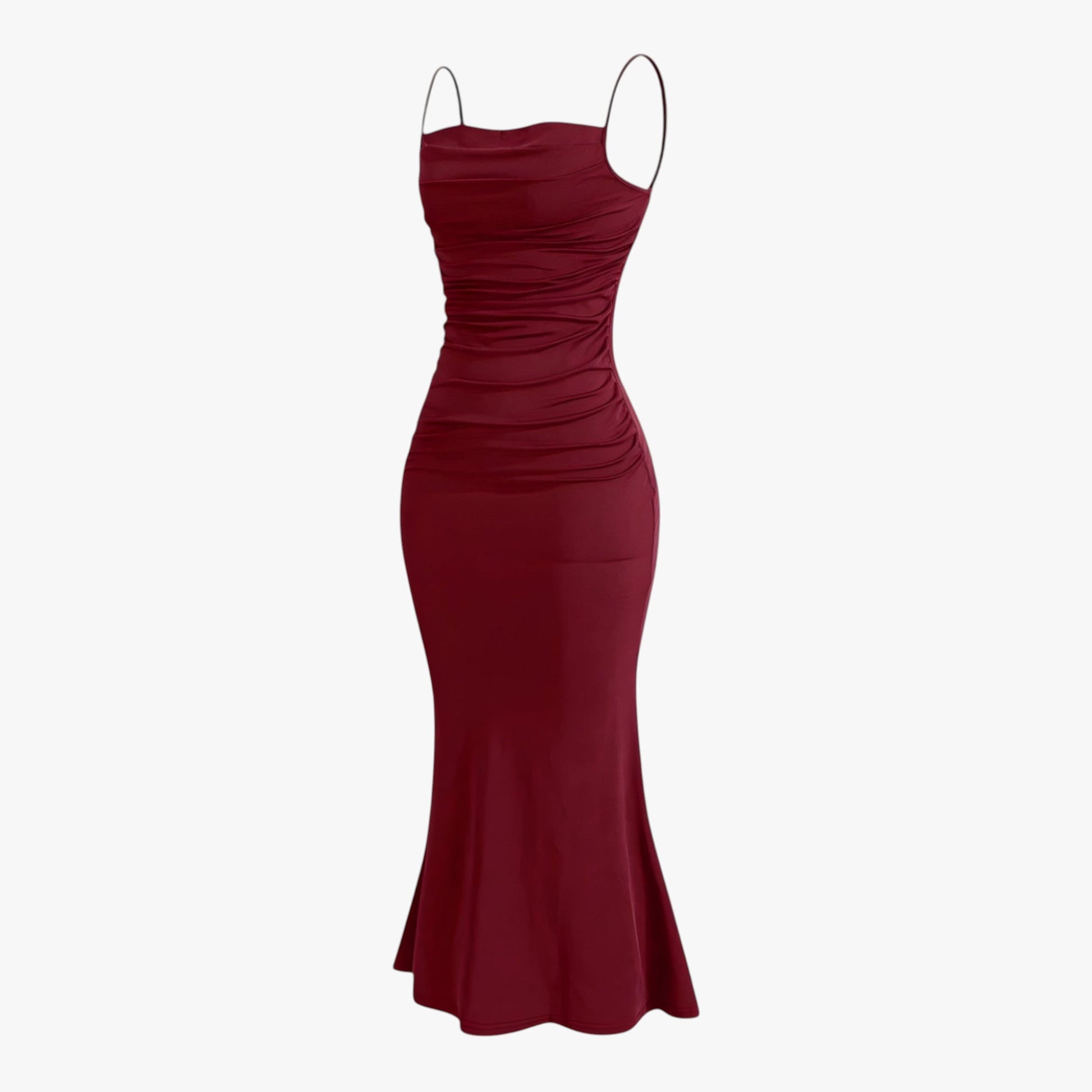 Sukienka Maxi Burgundowa z Dekoltem V - Elegancka Sukienka Wieczorowa Maxi dla Kobiet 2