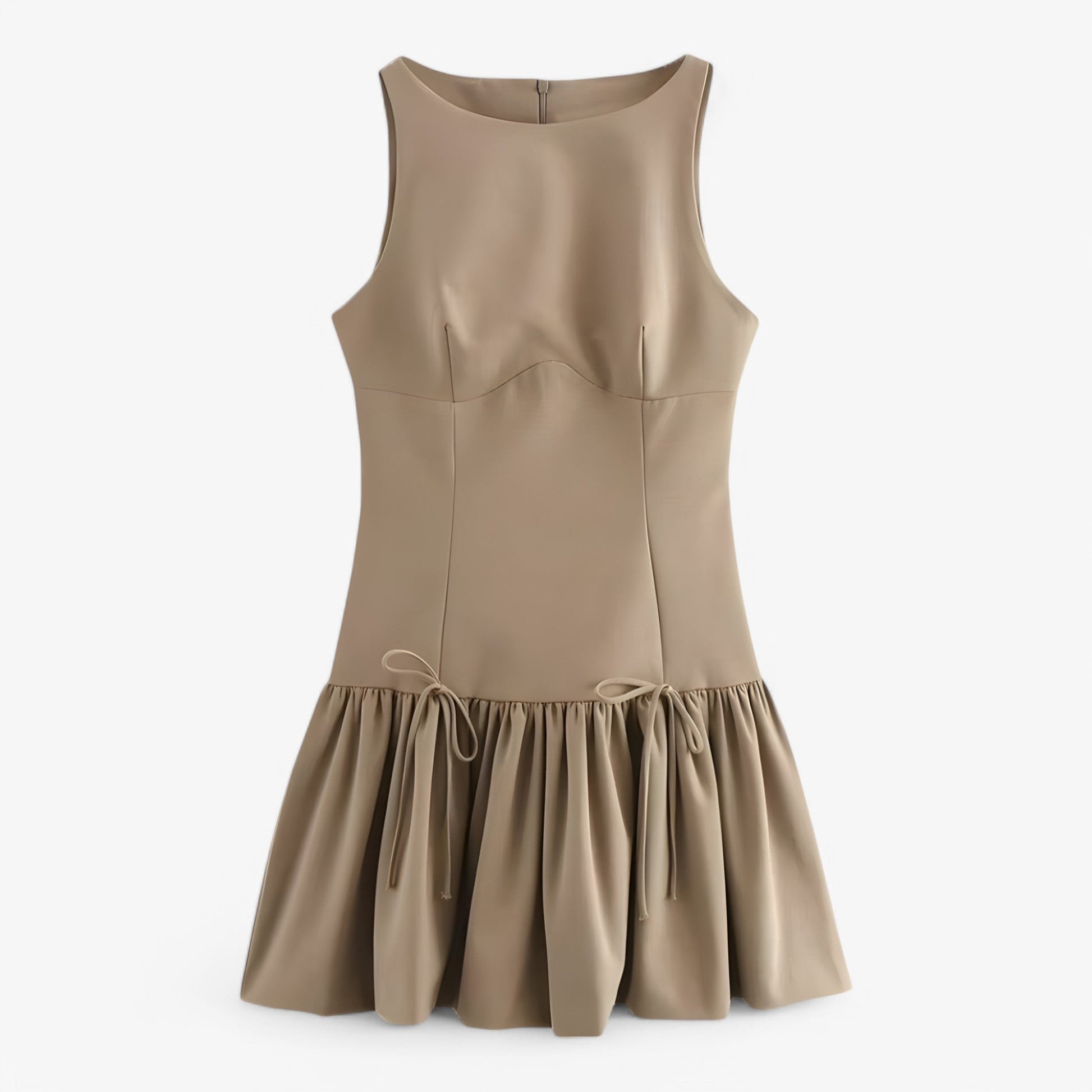Sukienka Mini dla Kobiet z Falbanami i Kokardą - Elegancka na Specjalne Okazje 3